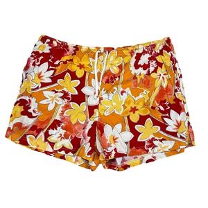 FEDELI Red Yellow Floral print swim shorts Size Large Made in Italy‎